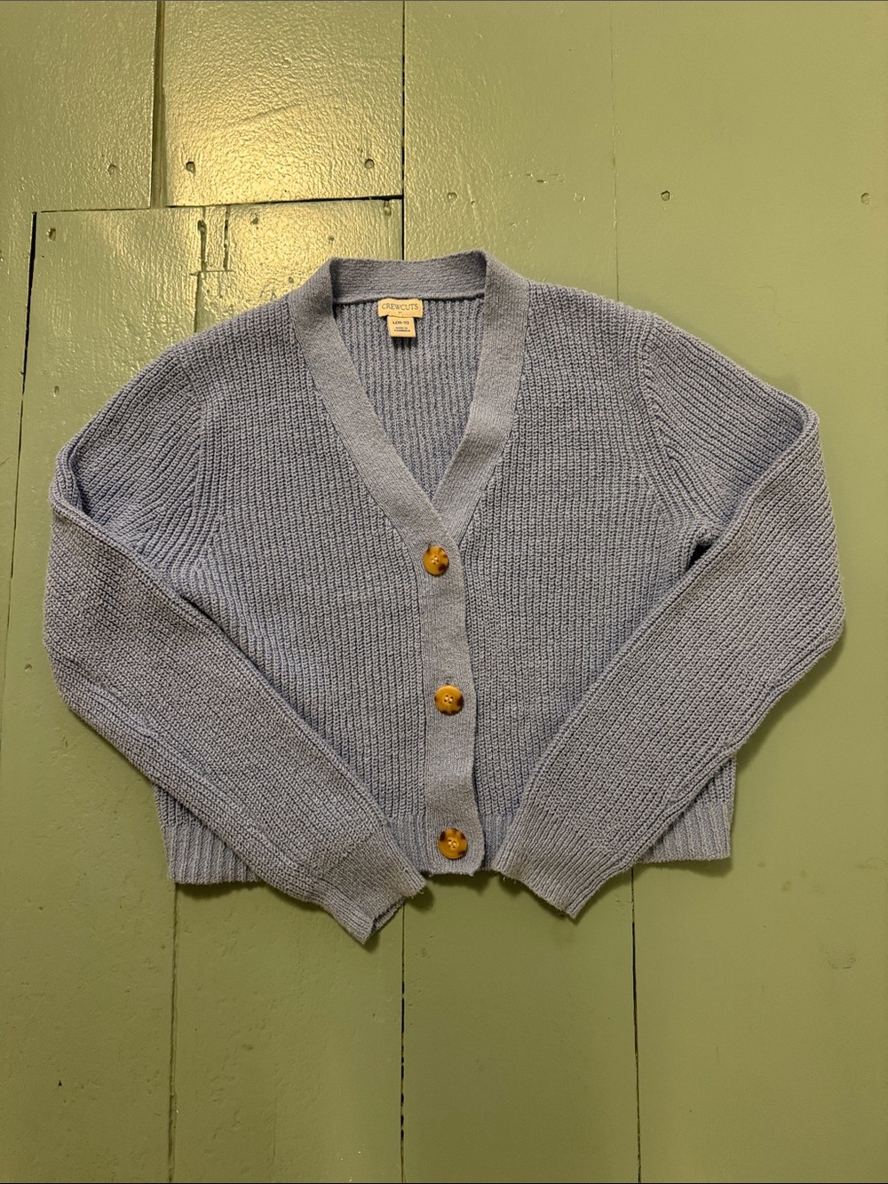 JCrew Soft Blue V-Neck Button Cardigan Sweater - Cropped Fit size large